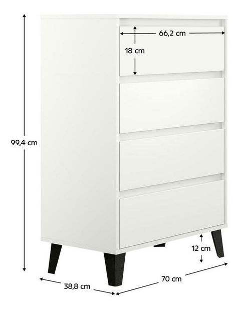 Komoda Brisas 4 (bílá + černá)