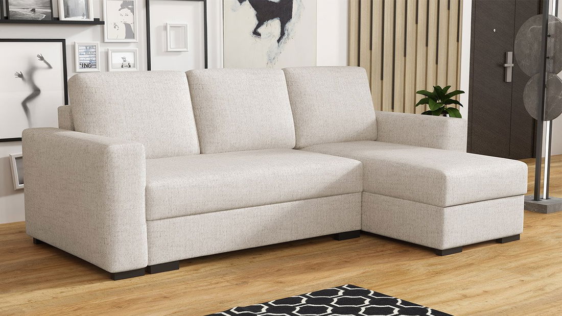 Rohová sedačka Zowelos (krémová) (s úl. prostorem)