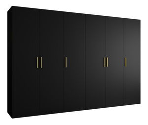 Šatní skříň 300 cm Borry 1 (černá + zlatá)