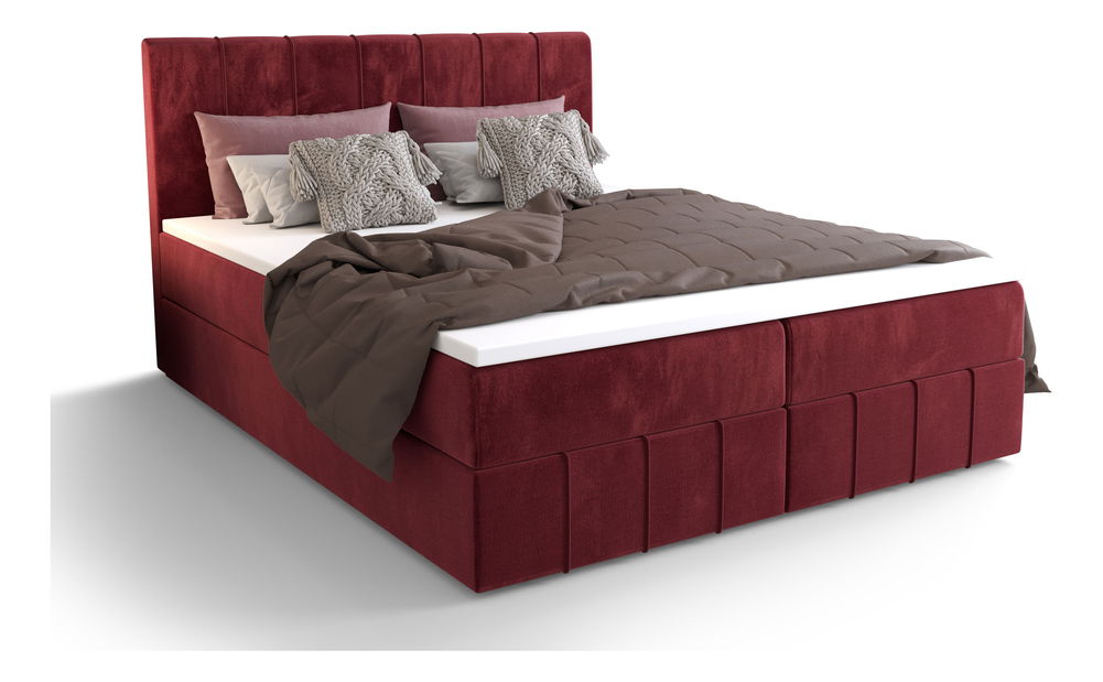Manželská postel Boxspring 140 cm Barack Comfort (bordó) (s matrací a úložným prostorem)