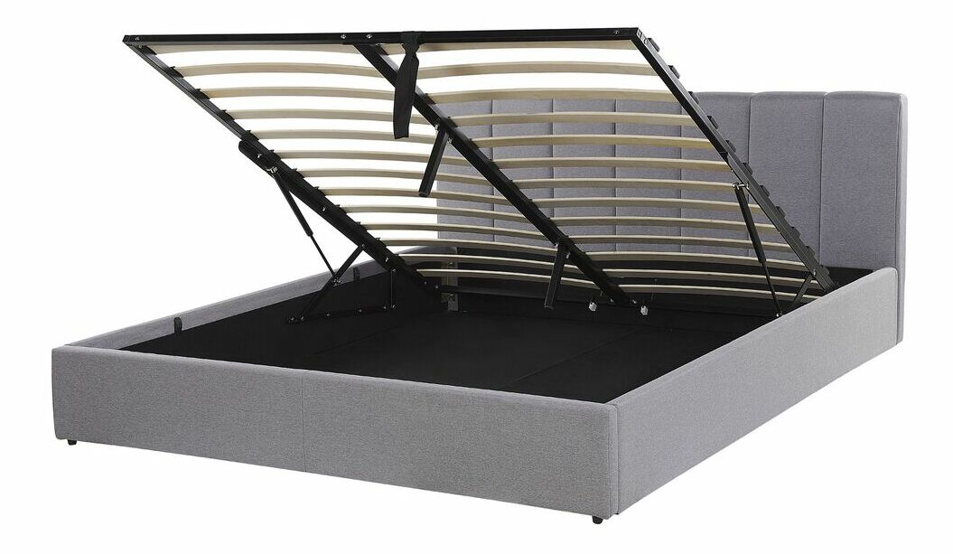 Manželská postel 160 cm DARGAN (šedá) (textil) (s roštem a úl. prostorem)