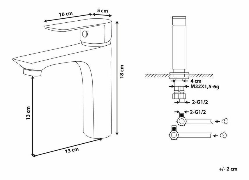 Vodovodní baterie Bishop (zlatá)