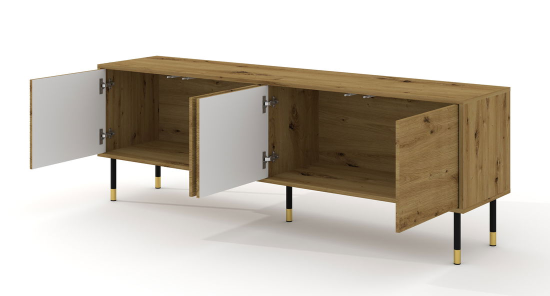 TV skříňka/stolek 4D 180 Sherlock (dub artisan + černá + zlatá)