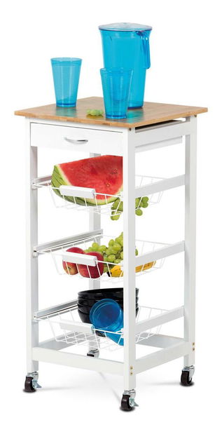 Servírovací stolek Dulcemente 1 (bambus + bílá matná)