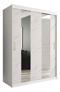 Šatní skříň 150 cm Marbelo P (matná bílá + bílý mramor)