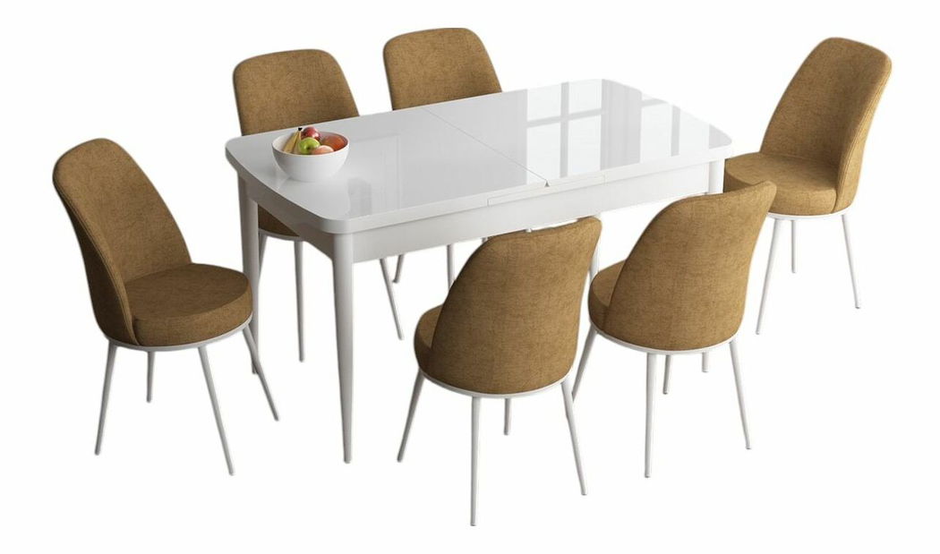 Jídelní set Hana (bílá + hnědá) (pro 6 osob)