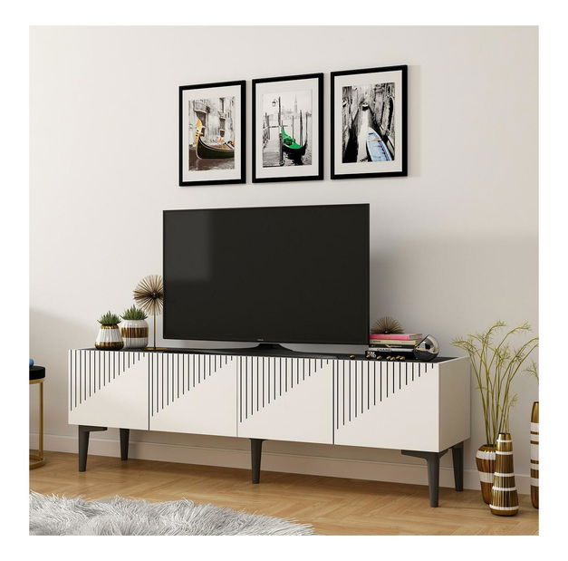 TV stolek/skříňka Tomune 4 (bílá + černá)