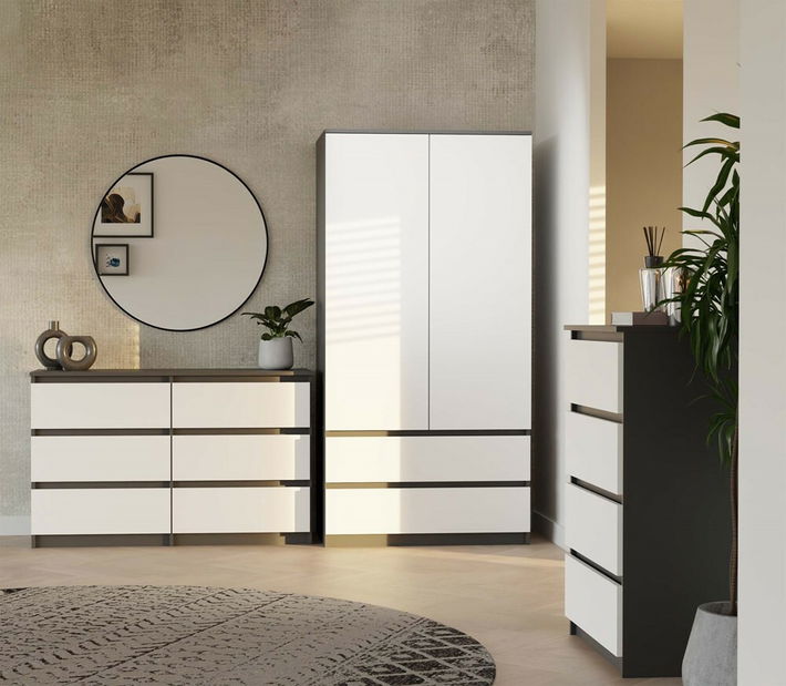 Komoda Musecalo 6 120 (antracit + bílá)