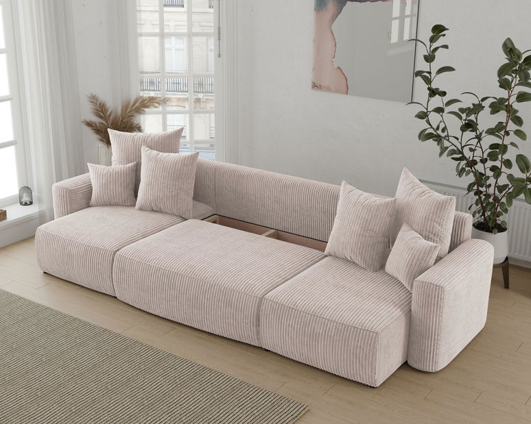 Rohová sedačka Denia U (mléčná) (L)