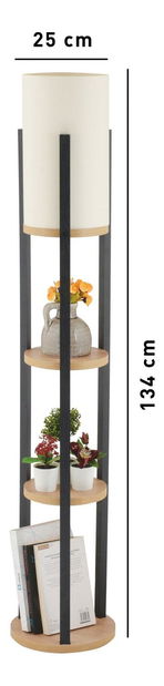 Stojanová lampa s policemi Narakotta 2 (přírodní + černá)