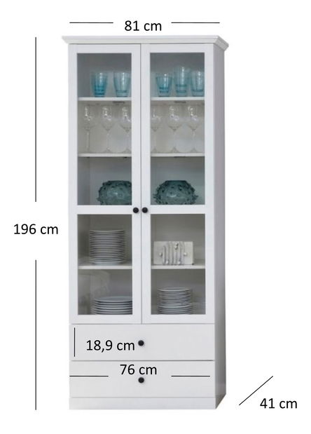 Vitrína Brendon 2W2S (bílá)