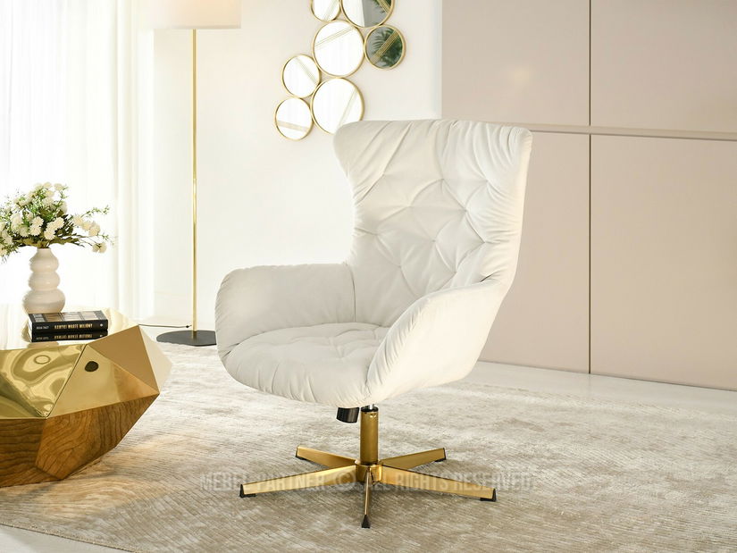 Relaxační křeslo Antiemo (krémová + zlatá)