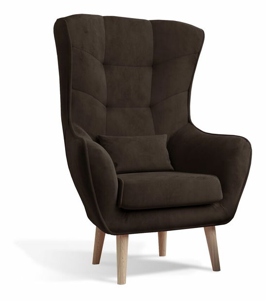 Křeslo ušák Agueda Typ 02 (tmavě hnědá)