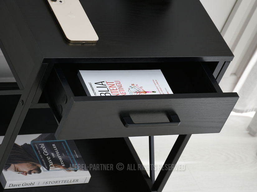 Noční stolek Torry (černé dřevo + černá)