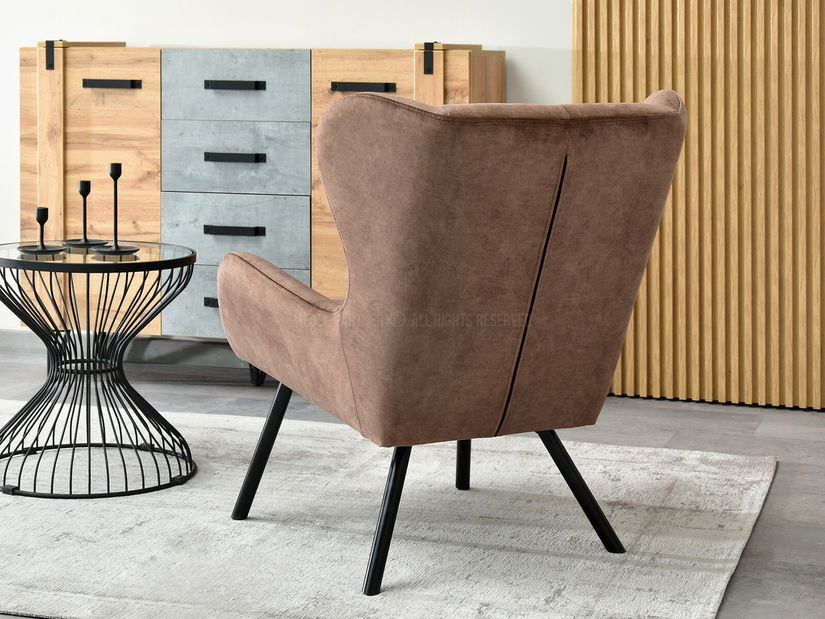 Designové křeslo Norweien (hnědá + zlatá)