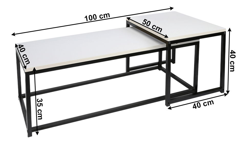 Set 2 ks. konferenčních stolků Kastty (bílá + černá)