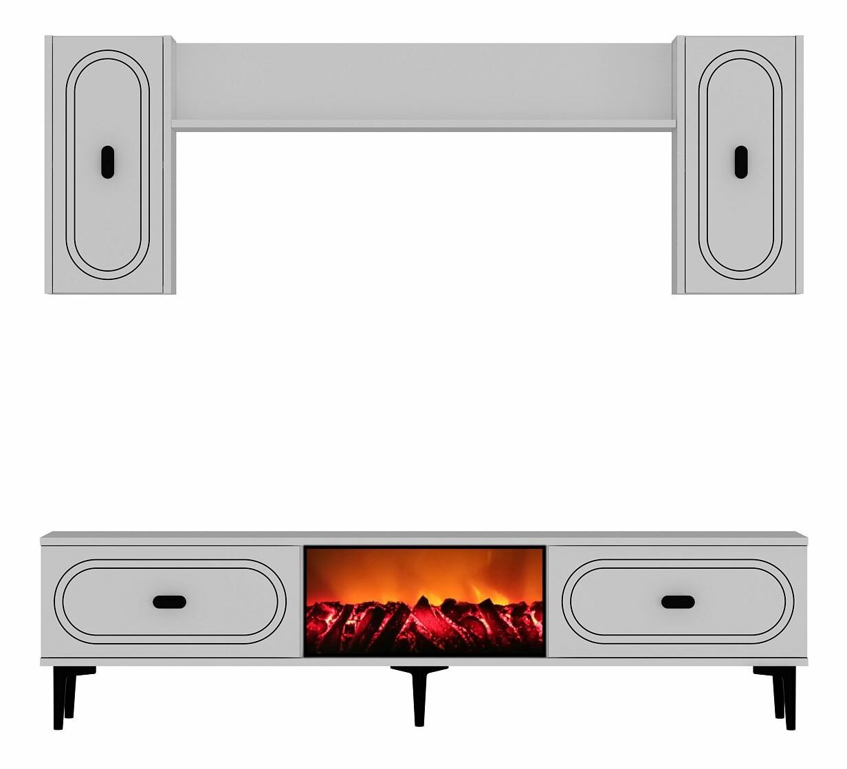 Obývací stěna s krbem Wendy (bílá)