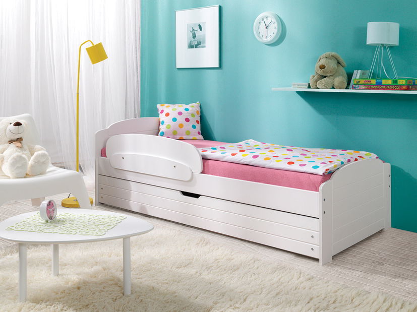 Jednolůžková postel 90 cm Lili bílá (s roštem, matracem a úl. prostorem)