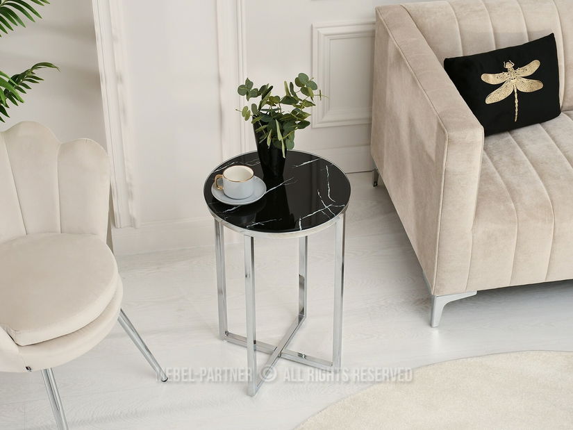 Konferenční stolek Calvis (černý mramor + chromová)