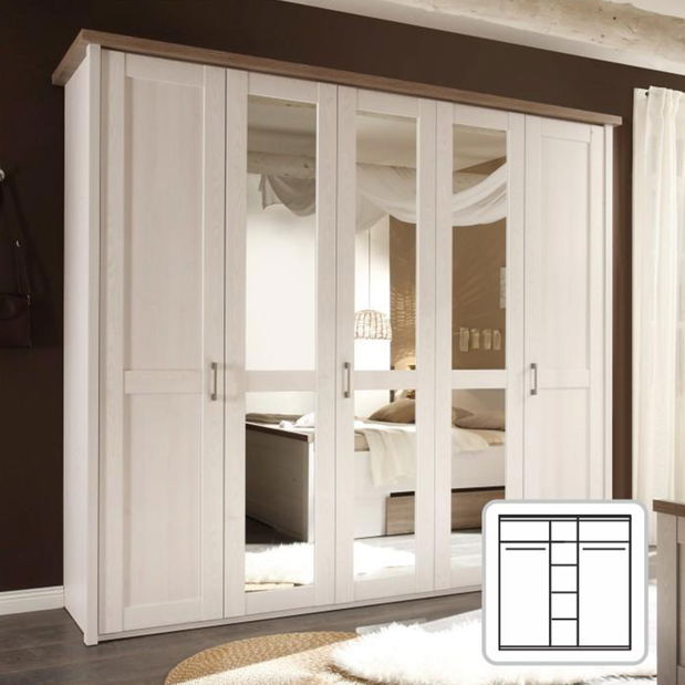 Šatní skříň Dawa (bílá + dub sonoma)