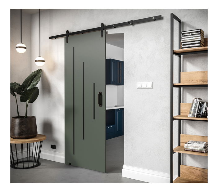 Posuvné dveře 90 cm Lorriane Y (tmavě zelená)