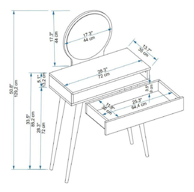 Toaletní stolek Doneda (bílá)