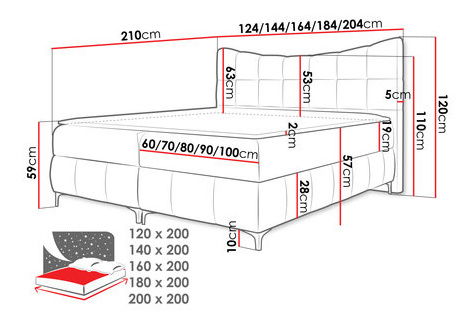 Manželská postel 160cm Zarandeaba (krémová)