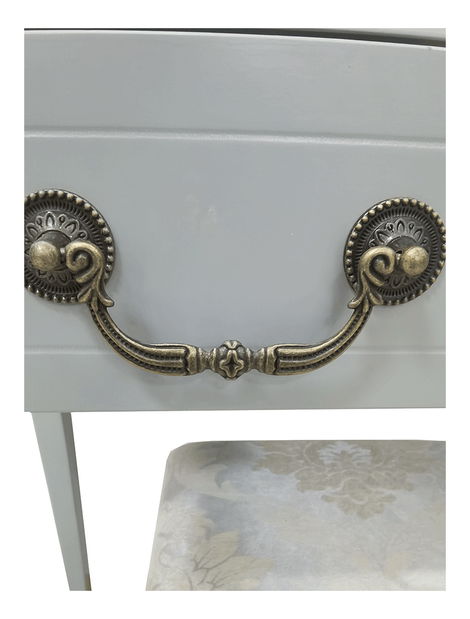 Toaletný stolík s taburetkou Galway NEW (šedá + stříbrná)