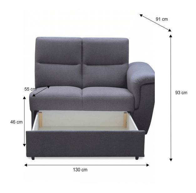 Časť s opěrkou a úložným prostorem, šedá sedacieá látka, na objednávku 2 