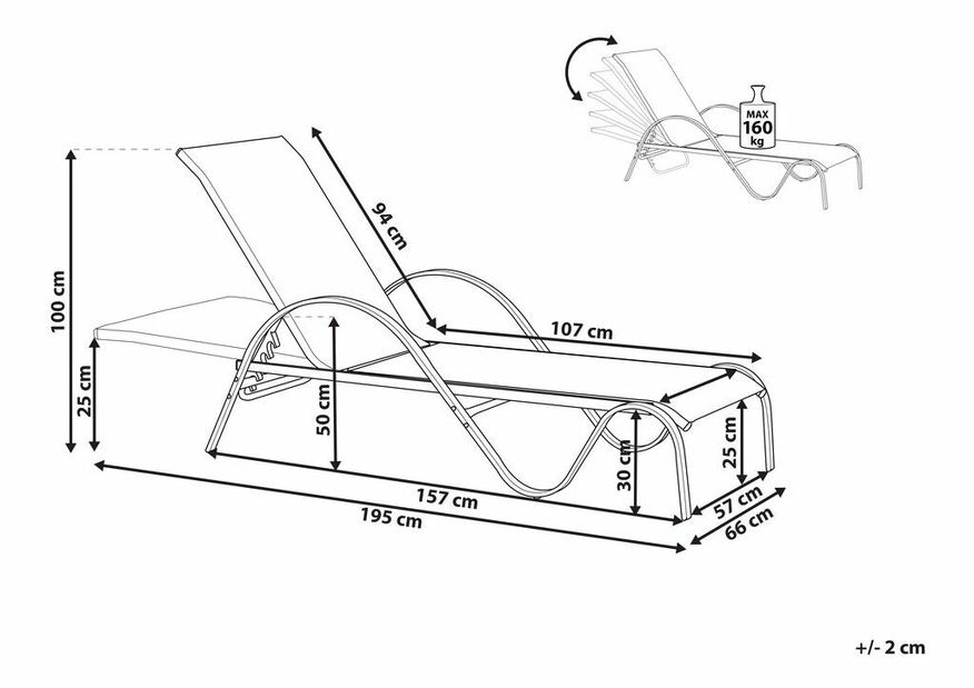 Zahradní lehátko Piedad (světlohnědá)