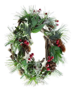 Vánoční věnec z větviček a umělé chvojí20 LED RXL 357