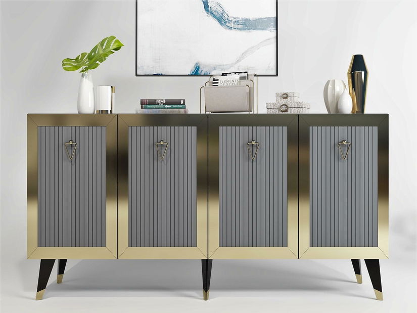 Skříňka Vopula (antracit + zlatá)