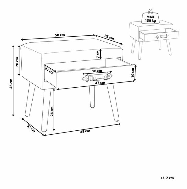 Noční stolek EUTA (zelená)