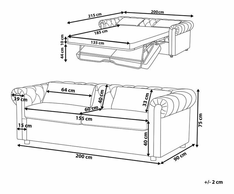 Sametová pohovka CHICHESTER (modrá)