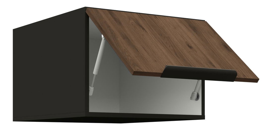 Horní kuchyňská skříňka Manana 50 NAGU 36 1F (korpus: černá matná + fronta: ořech okapi)