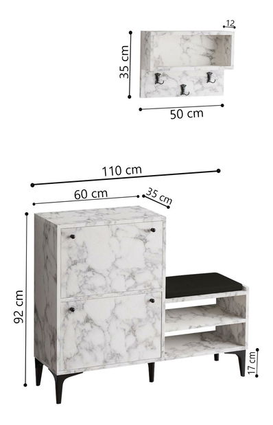 Předsíňová stěna Aliex 33 (mramor carrara)