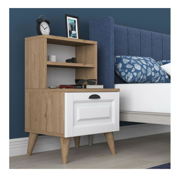 Noční stolek Sivadu 1 (ořech + bílá) *výprodej