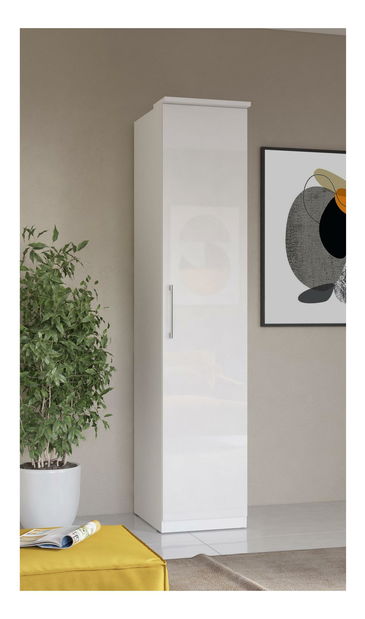 Policová skříň Centaury Typ 17 (bílá + bílý lesk)