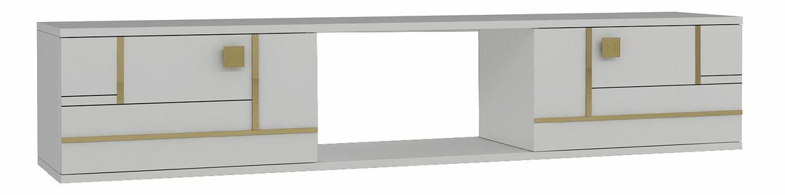 TV stolek/skříňka Arenden (bílá + zlatá)
