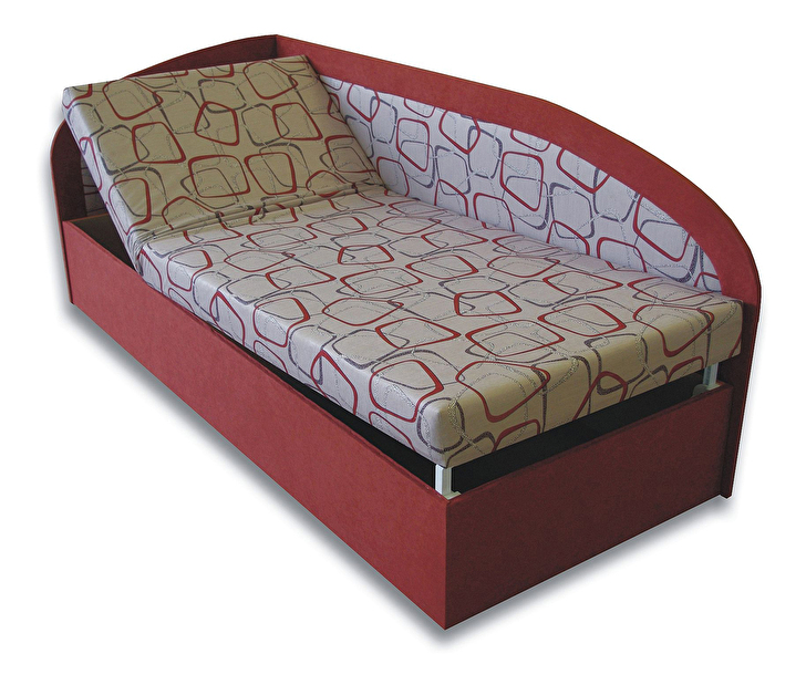 Jednolůžková postel (válenda) 90 cm Kamila (Cihlová 41 + Dodo 1008) (L)