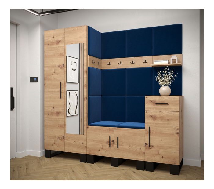 Předsíňová sestava Amanda 13 (dub artisan + modrá)