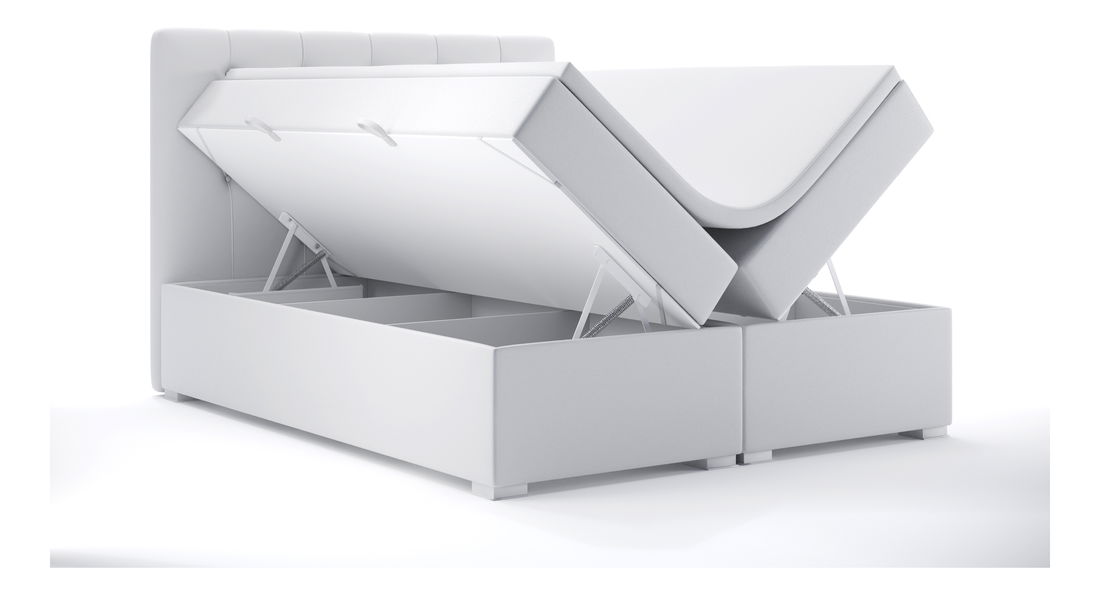 Boxspring postel 160 cm Ronda (bílá ekokůže) (s úložným prostorem)