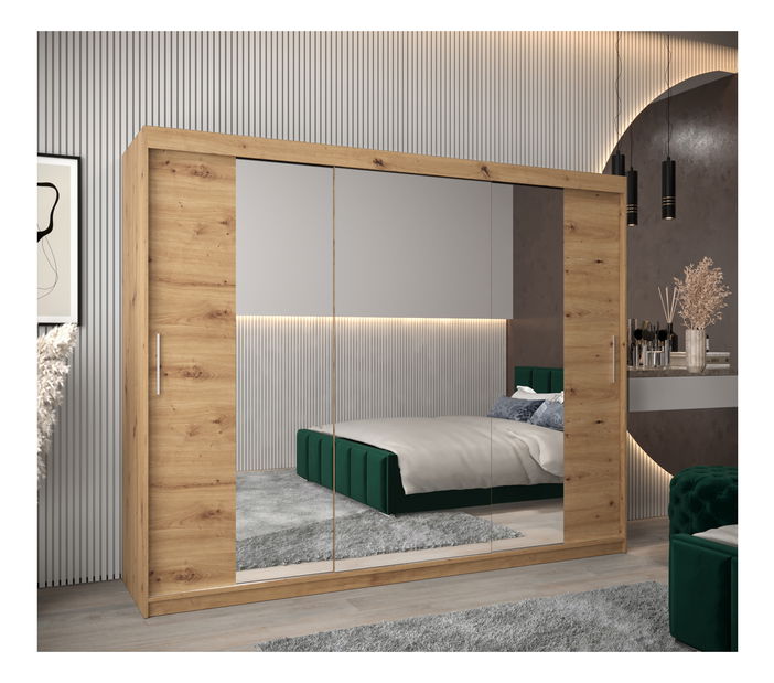 Šatní skříň 250 cm Toki 2 (Dub artisan + Bílá matná)