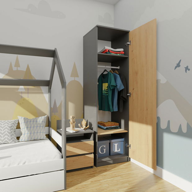 Šatní skříň Musecalo 2 (antracit + dub artisan)