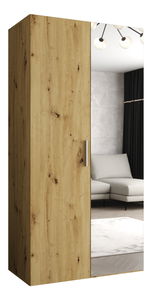 Šatní skříň 100 cm Borry 2 (dub artisan + stříbrná)
