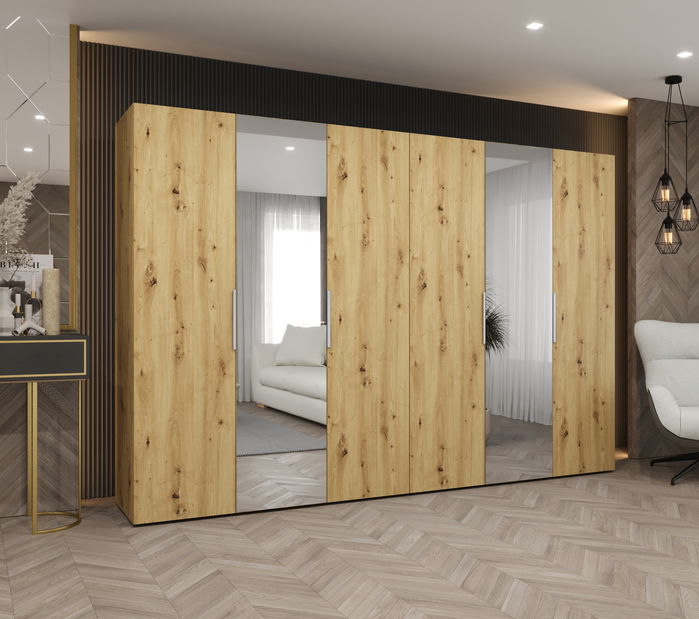 Šatní skříň 300 cm Mirabella 2 (dub artisan + kašmír)