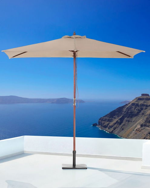 Zahradní slunečník 144 cm FLAME (dřevo) (pískově béžová)