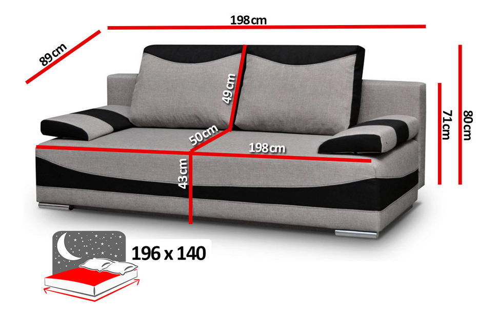 Pohovka Dalbur (šedá + černá)