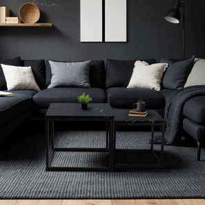 Set 2 konferenčních stolků Jospin (mramor černý)