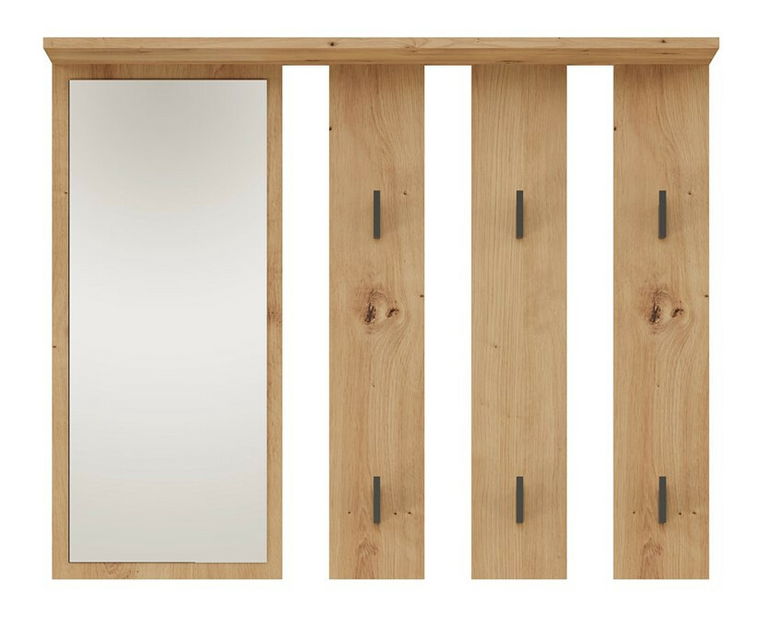 Věšákový panel Puntuable 1 (dub artisan) (se zrcadlem)